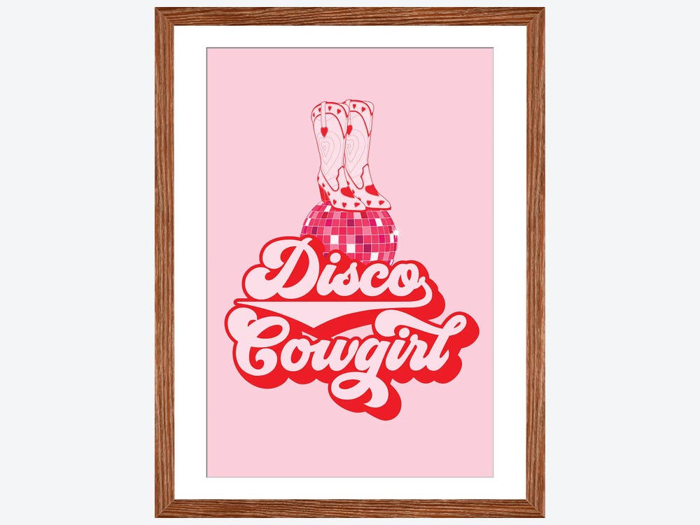 Disco Balls Illustration (Pink Palette) - Framed Matte Print
