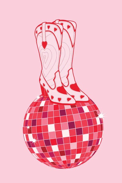 Disco Balls: Cowboy Boots On Disco Ball by Jania Sharipzhanova