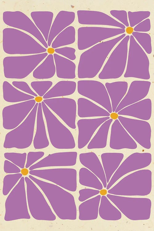 Purple Mid Century Flowers Tile