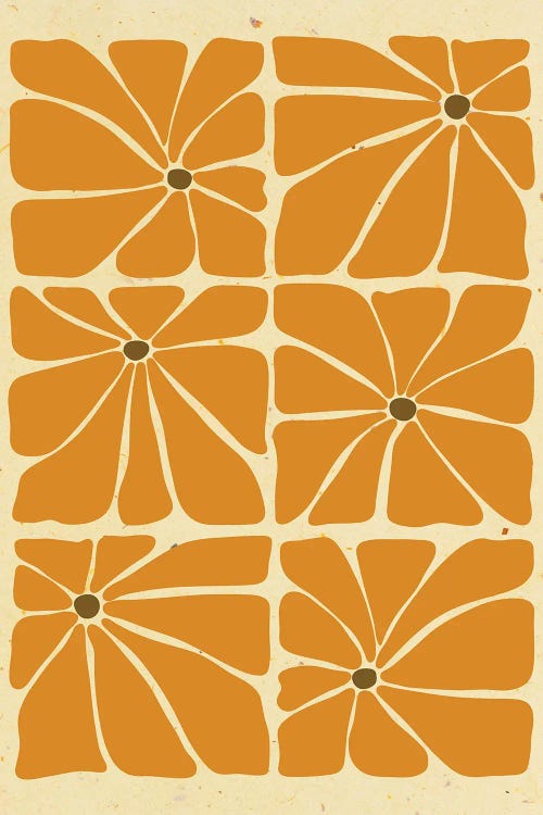 Mustard Mid Century Flowers Tile