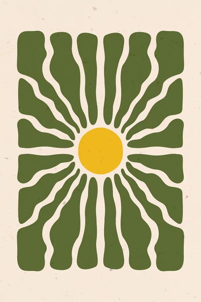 Daisies: Green Abstract Daisy by Jania Sharipzhanova