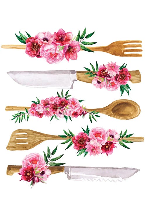 Floral Cutlery Print