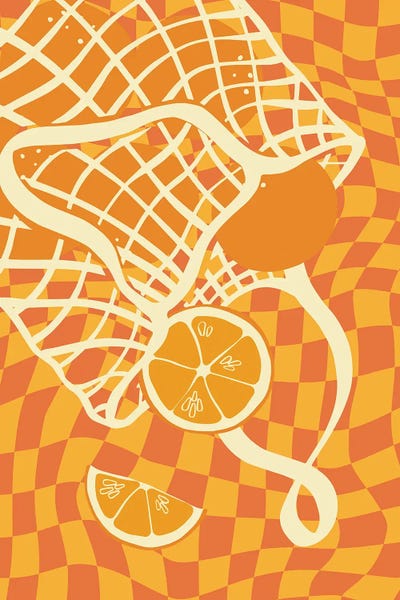 Gingham: Oranges In Mesh Bag by Jania Sharipzhanova