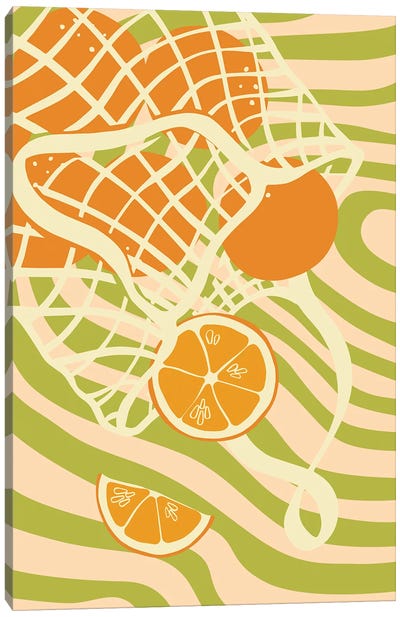Groovy Mesh Bag Canvas Art Print - Orange Art