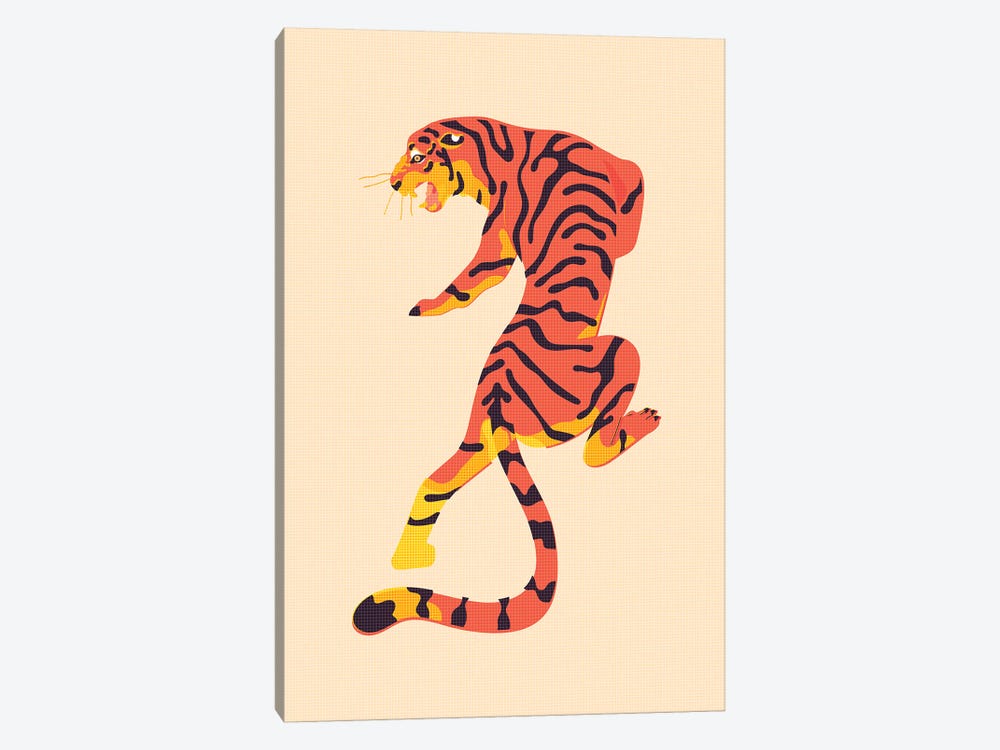 Retro Tiger Print by Jania Sharipzhanova 1-piece Art Print