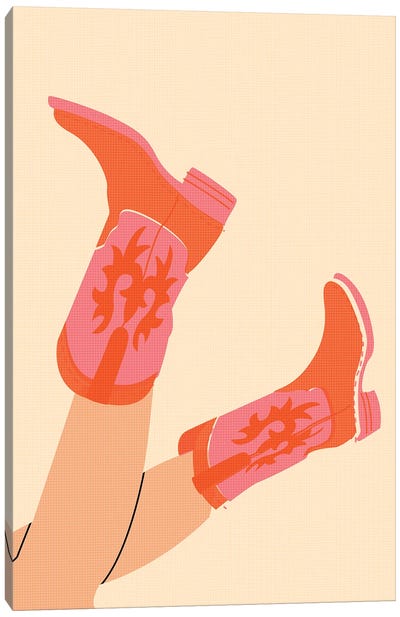 Cowgirl Boots Risography Canvas Art Print - Legs
