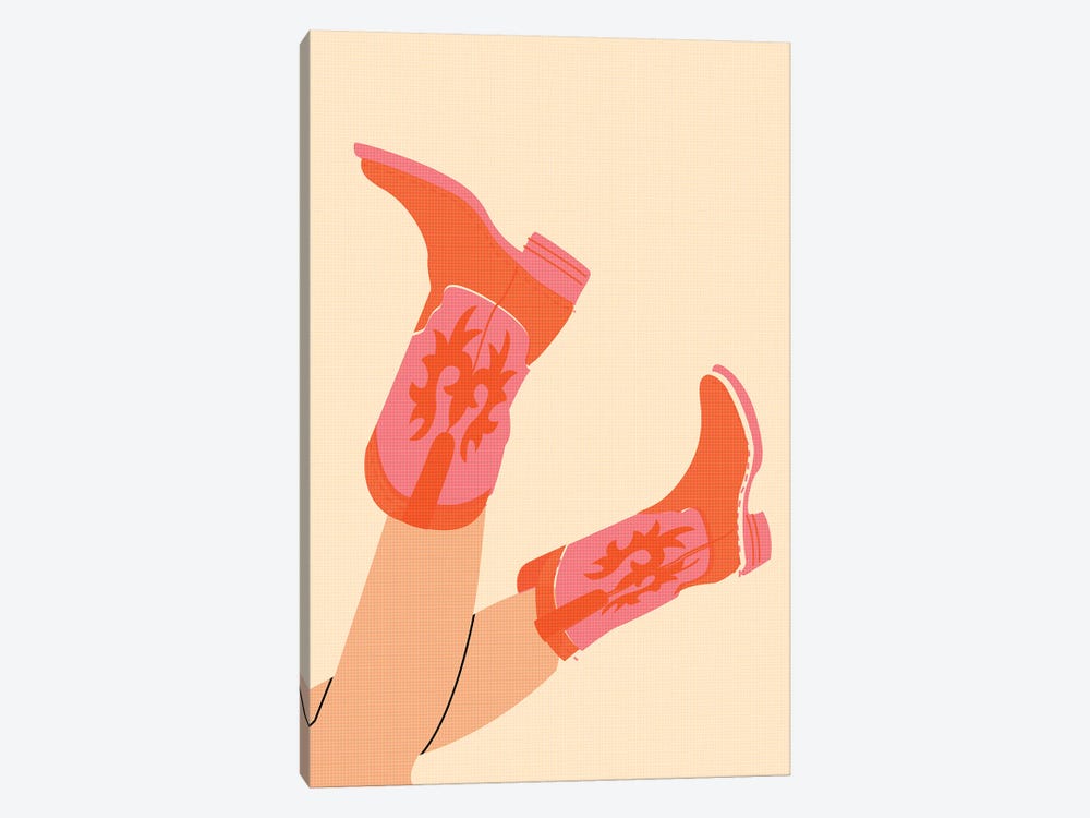 Cowgirl Boots Risography by Jania Sharipzhanova 1-piece Canvas Artwork
