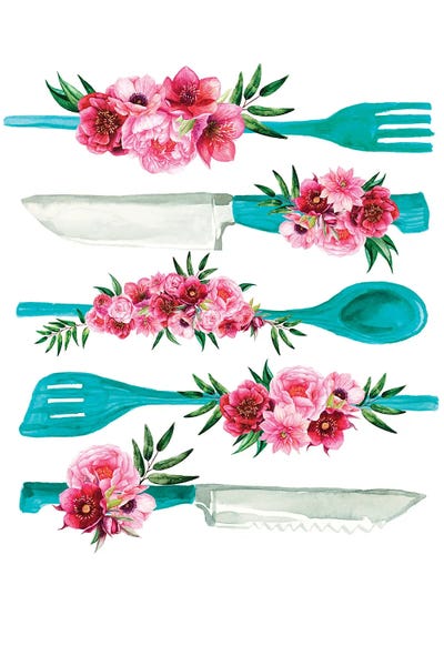 Jania Sharipzhanova: Knife Print Fork Print by Jania Sharipzhanova
