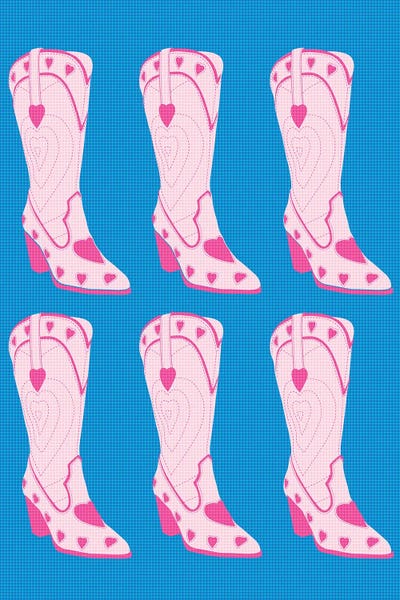 Boots: Cyan Cowgirl Boots Risography by Jania Sharipzhanova