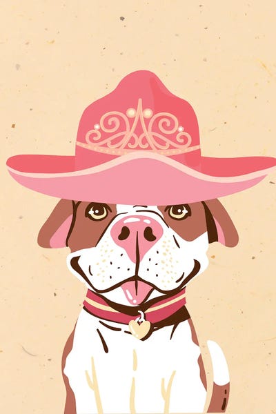 Pit Bulls: Pibull In Tiara Cowgirl Hat by Jania Sharipzhanova