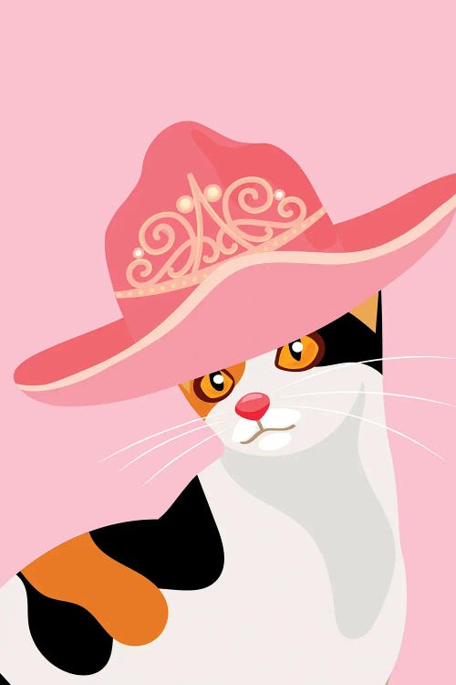 Calico Cat In Tiara Cowgirl Hat