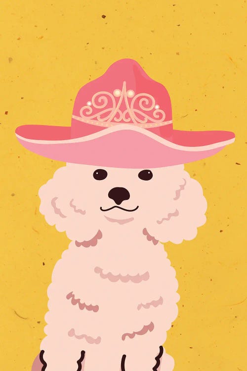 Poodle In Tiara Cowgirl Hat