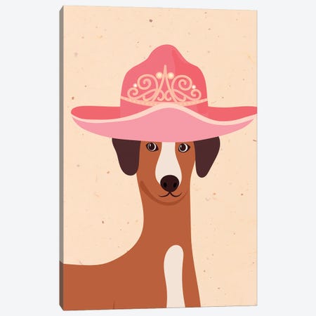Greyhound In Tiara Cowgirl Hat Canvas Print #SHZ575} by Jania Sharipzhanova Canvas Art Print