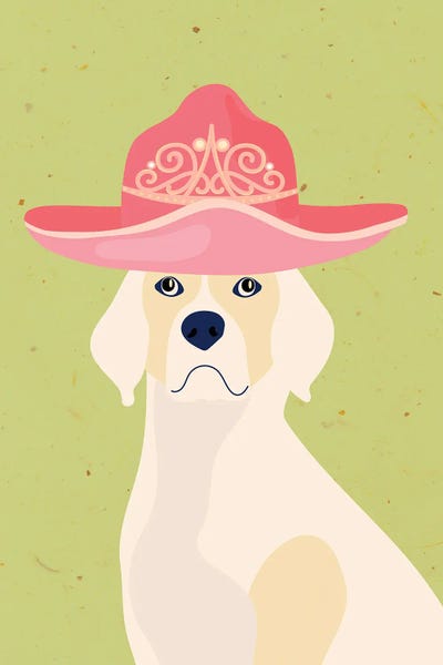 Labrador In Tiara Cowgirl Hat by Jania Sharipzhanova framed wall art