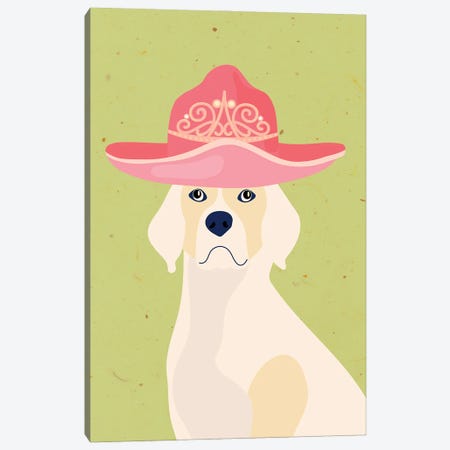 Labrador In Tiara Cowgirl Hat Canvas Print #SHZ576} by Jania Sharipzhanova Art Print