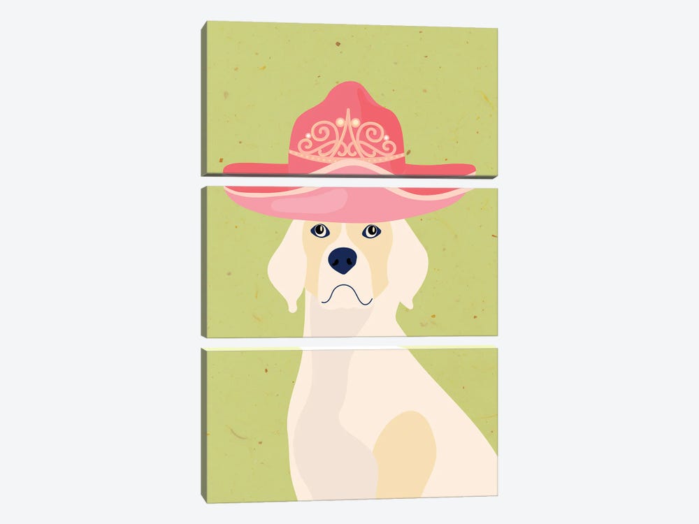 Labrador In Tiara Cowgirl Hat by Jania Sharipzhanova 3-piece Art Print