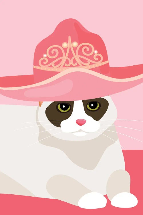 Snowshoe Cat In Tiara Cowgirl Hat