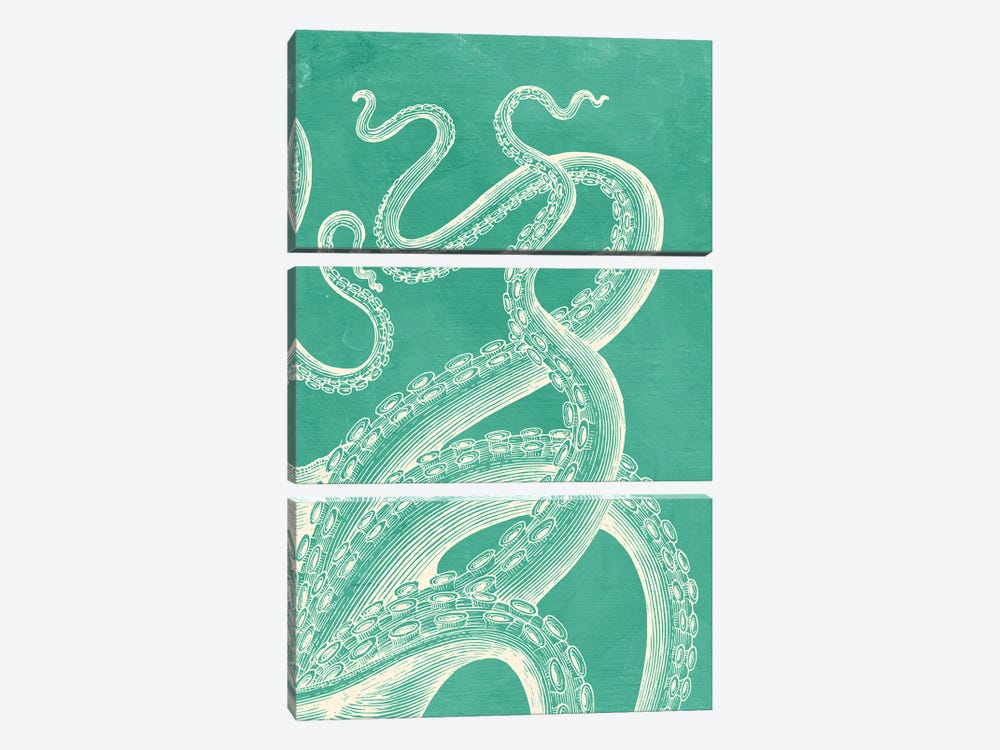 Octopus On Mint by Jania Sharipzhanova 3-piece Canvas Print