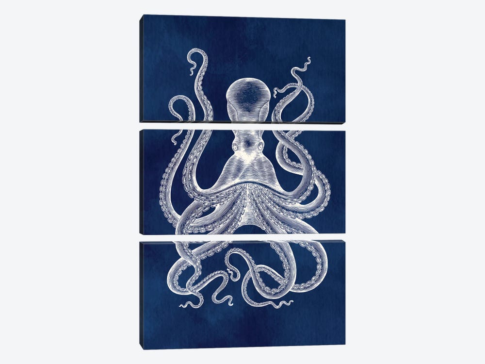 Hamptons Octopus by Jania Sharipzhanova 3-piece Canvas Art Print