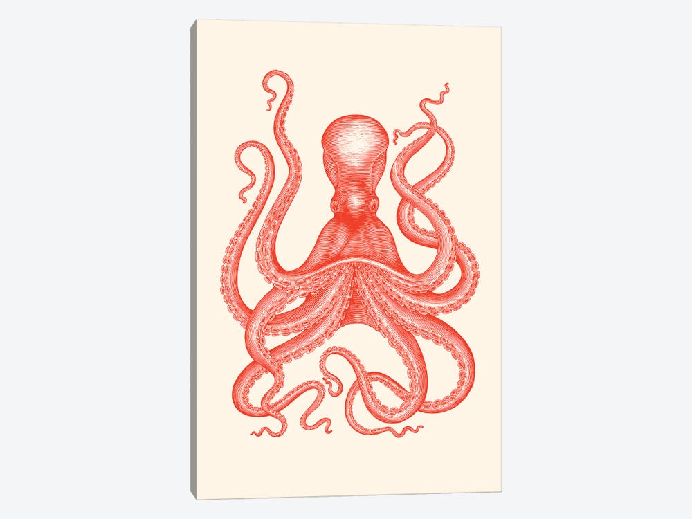 Hamptons Coral Octopus by Jania Sharipzhanova 1-piece Canvas Wall Art
