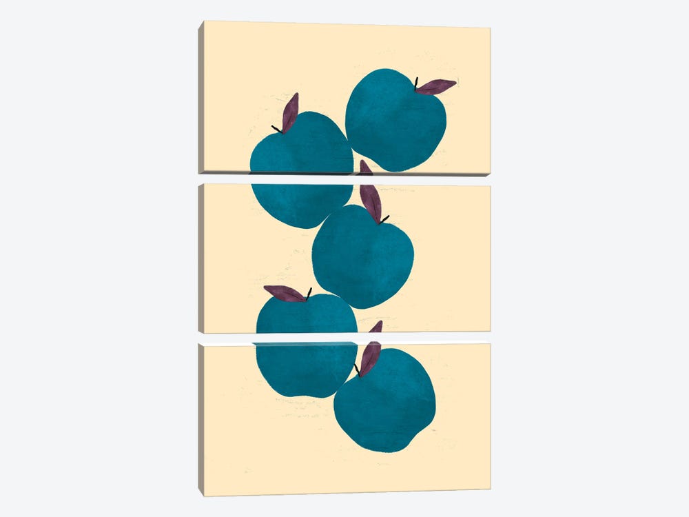 Blue Apples by Jania Sharipzhanova 3-piece Canvas Print