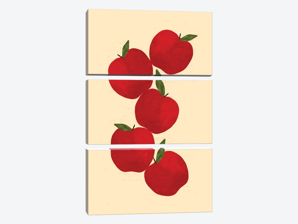 Red Apples by Jania Sharipzhanova 3-piece Canvas Wall Art