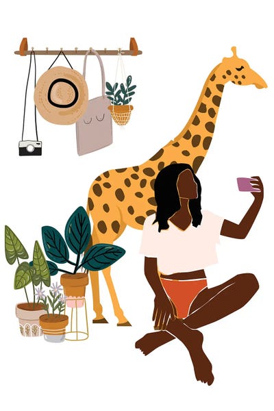 Giraffe Selfie by Jania Sharipzhanova canvas print