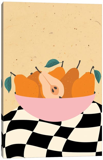 Pears In Bowl Canvas Art Print - Jania Sharipzhanova