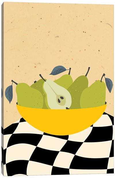 Green Pear Bowl Canvas Art Print - Pear Art