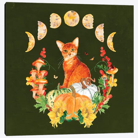 Cottagecore Orange Cat Canvas Print #SHZ611} by Jania Sharipzhanova Art Print