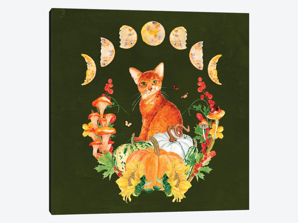 Cottagecore Orange Cat by Jania Sharipzhanova 1-piece Canvas Artwork
