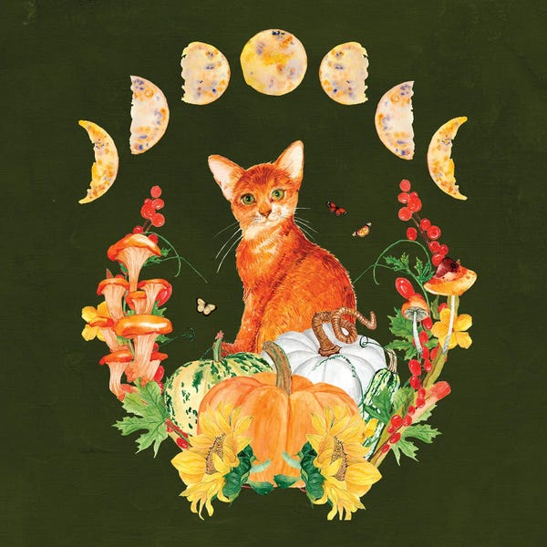 Orange Cats: Cottagecore Orange Cat by Jania Sharipzhanova