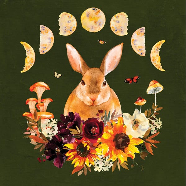 Fine Art Print: Cottagecore Brown Bunny by Jania Sharipzhanova