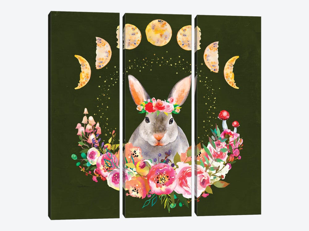 Cottagecore Grey Bunny by Jania Sharipzhanova 3-piece Canvas Art