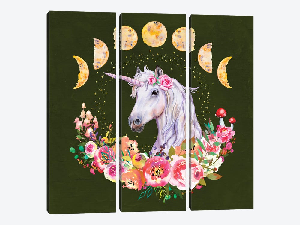 Cottagecore Unicorn by Jania Sharipzhanova 3-piece Art Print