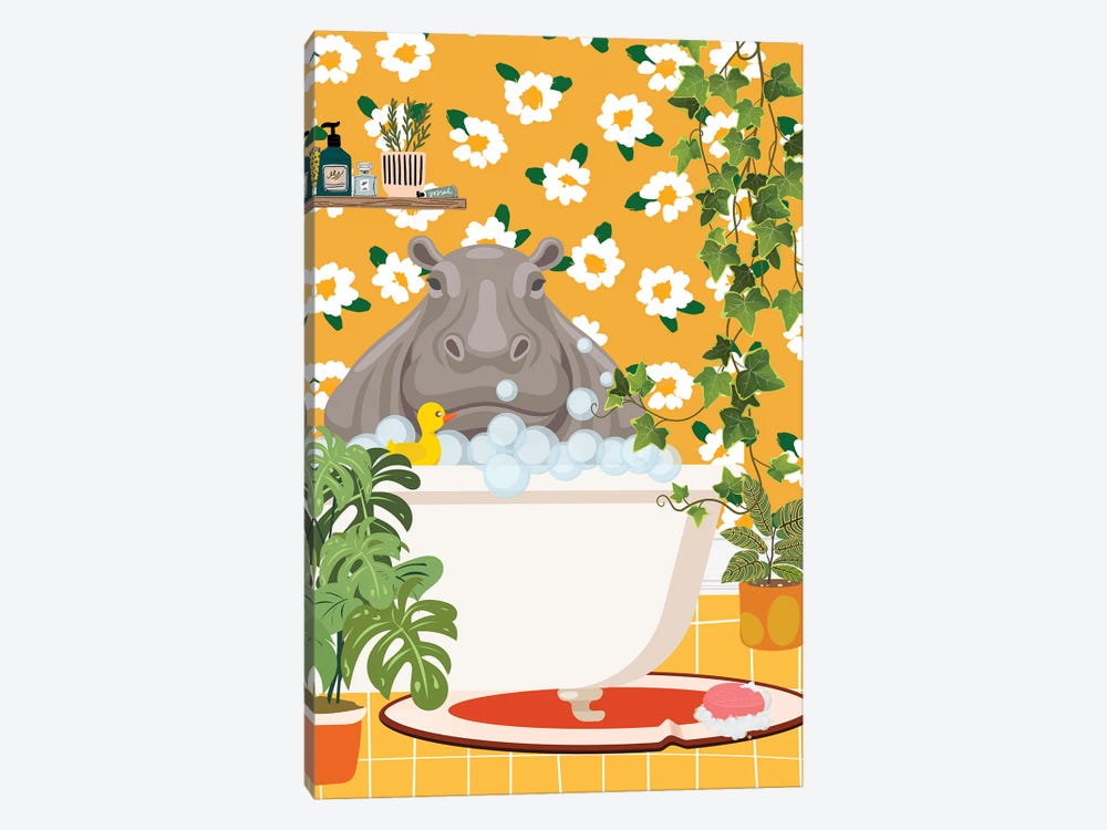 Hippo In Bathtub by Jania Sharipzhanova 1-piece Art Print