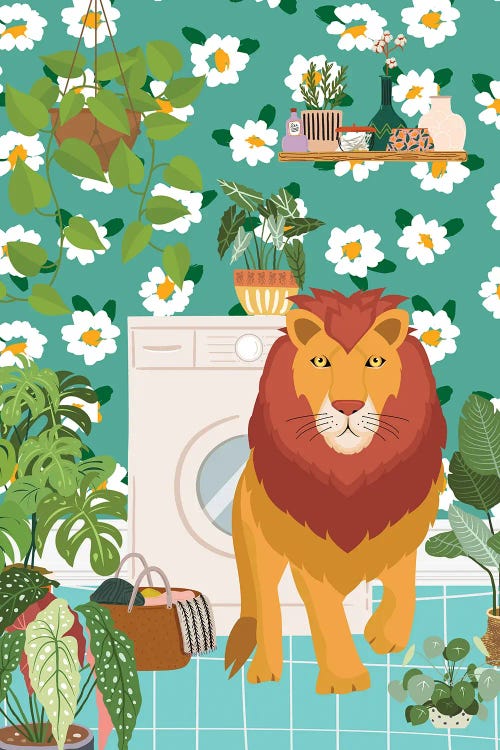 Lion In Boho Laundry Room