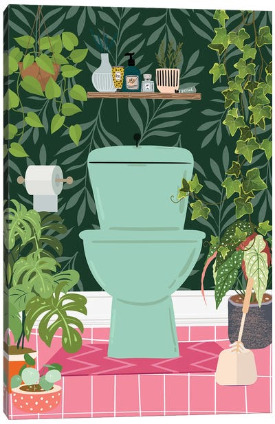 Jungle Loo Bathroom Canvas Art Print - Jania Sharipzhanova