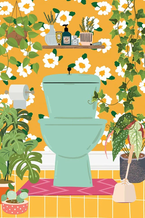 Jungle Toilet Bathroom by Jania Sharipzhanova wall art