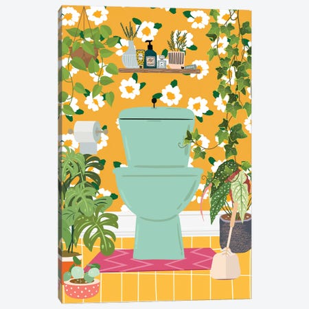 Jungle Toilet Bathroom Canvas Print #SHZ634} by Jania Sharipzhanova Canvas Art