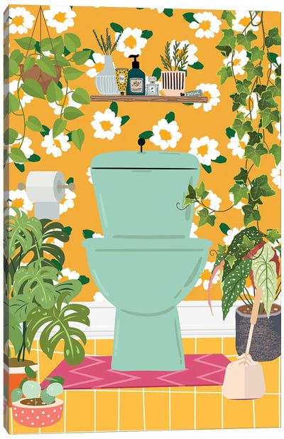 Jungle Toilet Bathroom Canvas Art Print - Jania Sharipzhanova