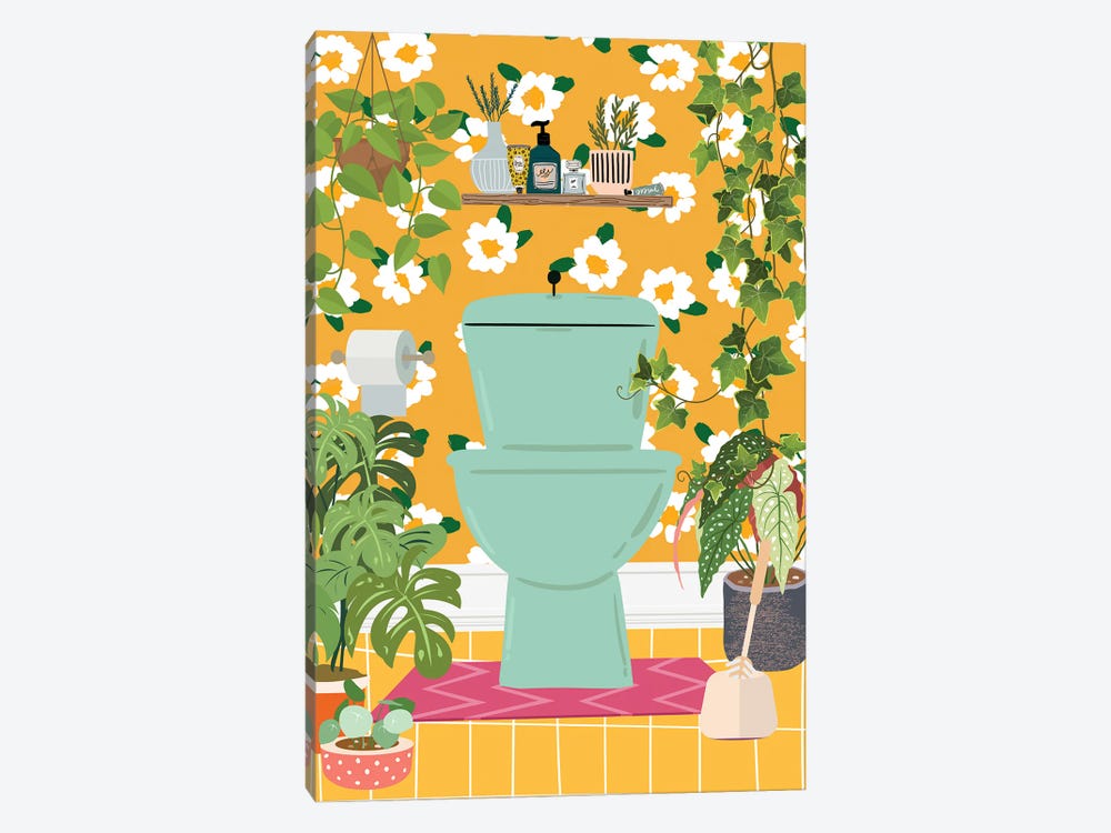 Jungle Toilet Bathroom by Jania Sharipzhanova 1-piece Canvas Print