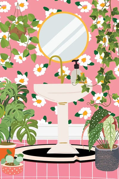Jania Sharipzhanova: Sink In Boho Jungle Bathroom by Jania Sharipzhanova