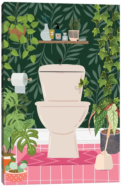 Botanical Loo Bathroom Canvas Art Print - Jania Sharipzhanova