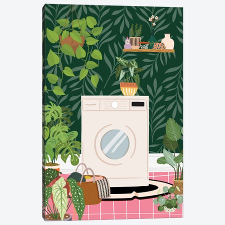 Tropical Laundry Room Canvas Print #SHZ638} by Jania Sharipzhanova Canvas Art Print