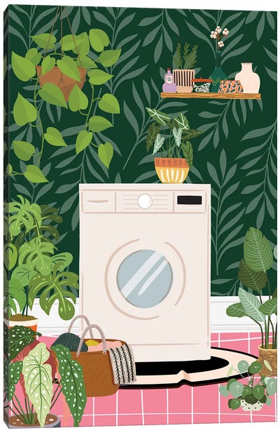 Tropical Laundry Room Canvas Art Print - Jania Sharipzhanova
