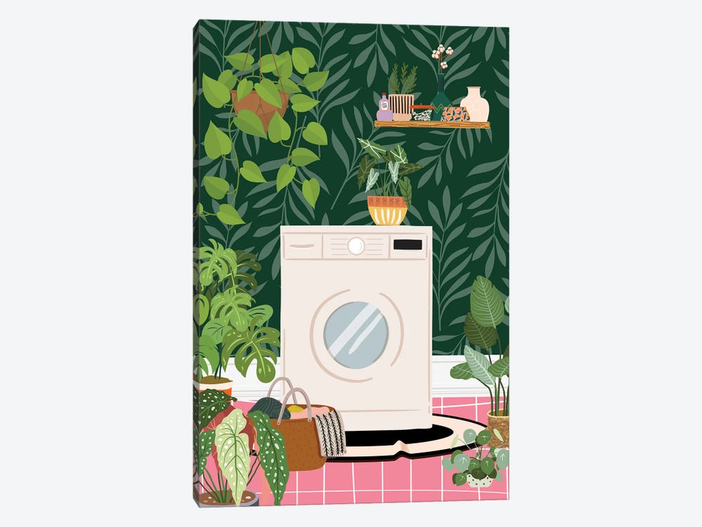 Tropical Laundry Room by Jania Sharipzhanova 1-piece Canvas Art Print