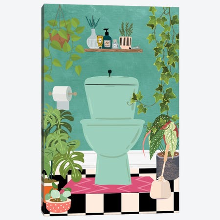 Toilet In Jungle Bathroom Canvas Print #SHZ639} by Jania Sharipzhanova Canvas Print