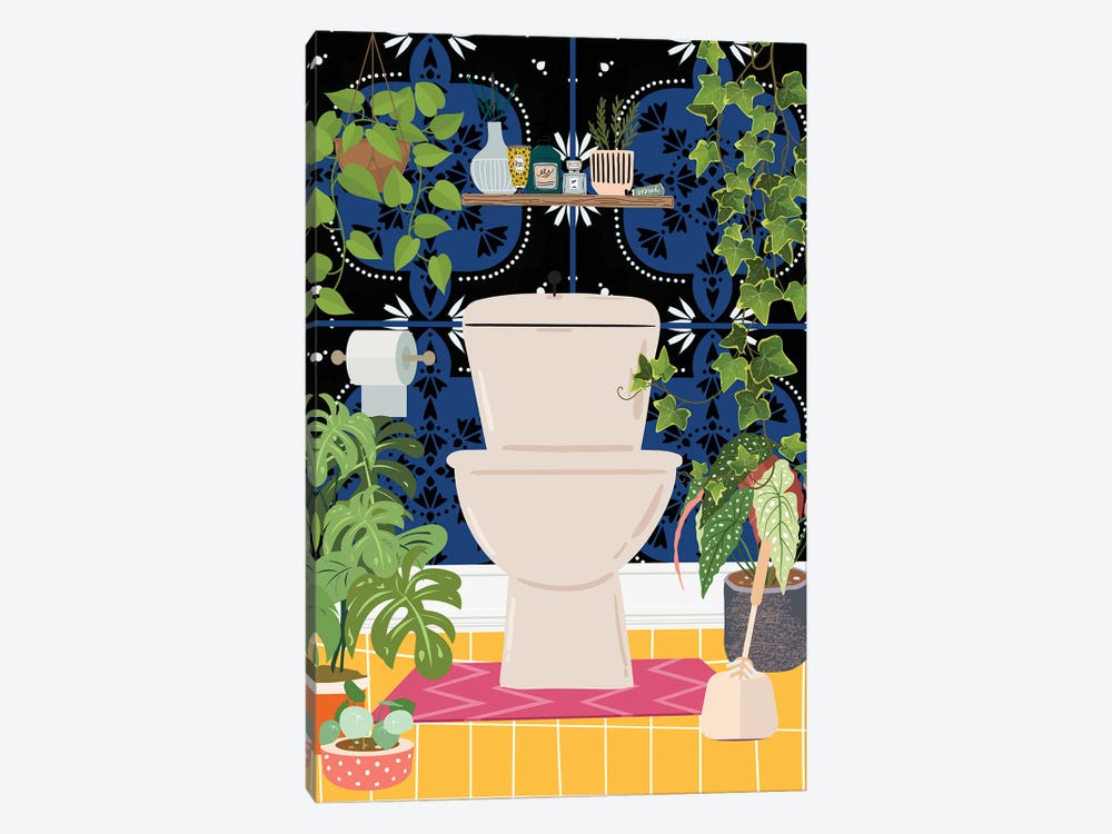 Toilet In Moroccan Style Bathroom by Jania Sharipzhanova 1-piece Canvas Wall Art