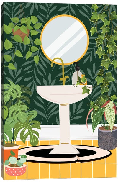 Sink In Tropical Bathroom Canvas Art Print - Jania Sharipzhanova